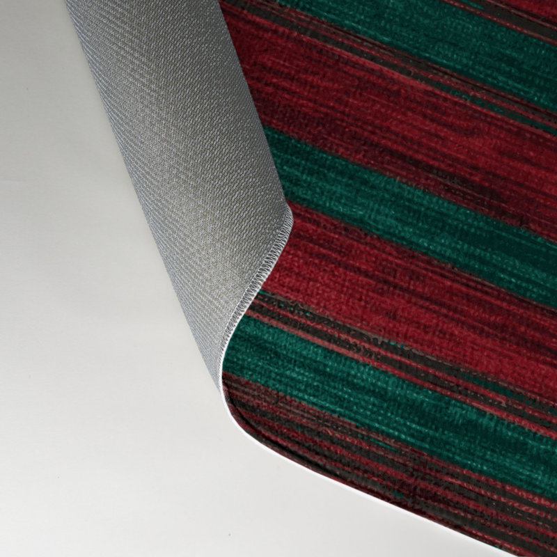 Tapis intérieur / extérieur vert HorizontalStripes, Rectangulaire 3 pi x 5 pi