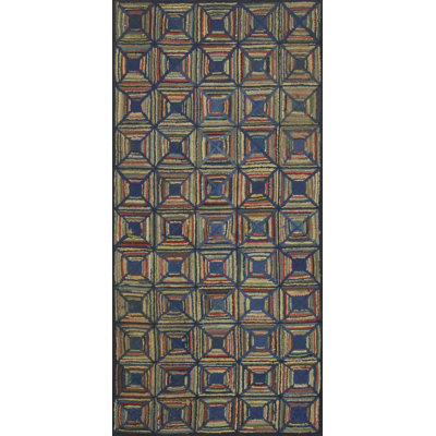 Tapis crocheté antique à motif d'art populaire