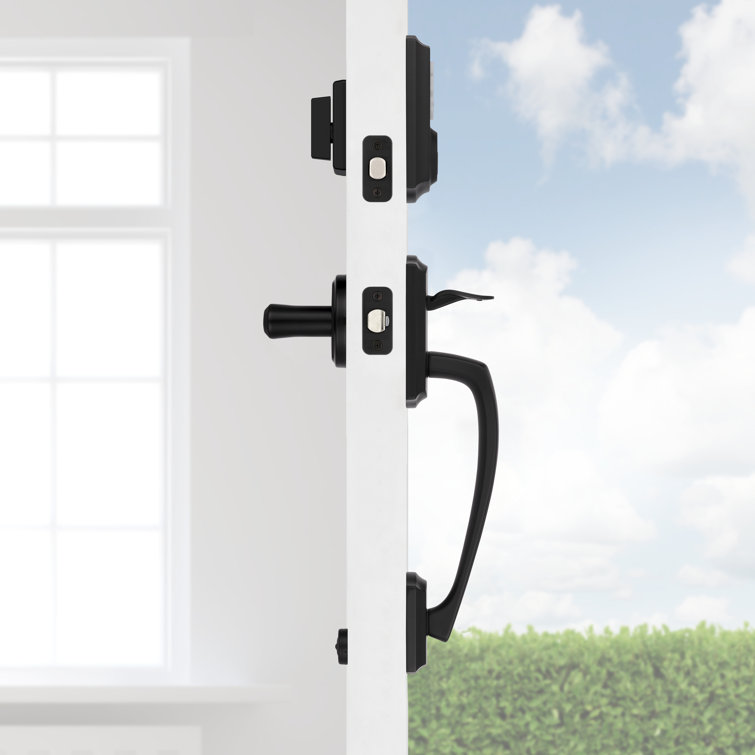 Prescott/Katella/SmartCode Silver Handle With Lever And Deadbolt Reversible Entry Set