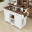 Îlot de cuisine roulant avec rangement, tablettes réglables, prise de courant, 3 tiroirs et comptoir de bar-302007947