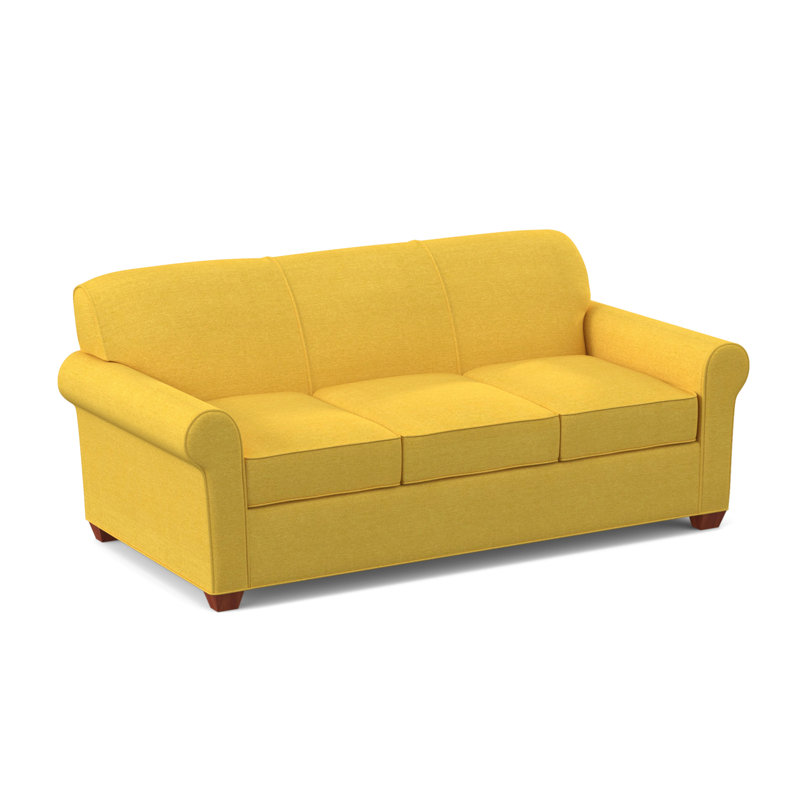 Finn 83" Rolled Arm Sofa Bed with Reversible Cushions, BM Cherry, Hybrid, Antic Mimosa