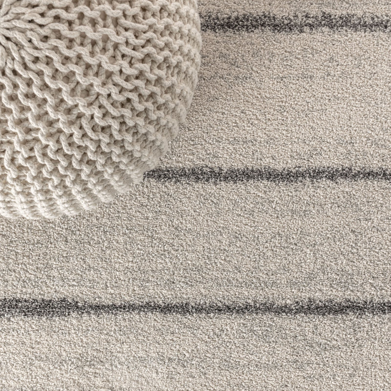 Redrick Minimalist Stripe Cream/Gray Rug, Rectangle 4' x 6'