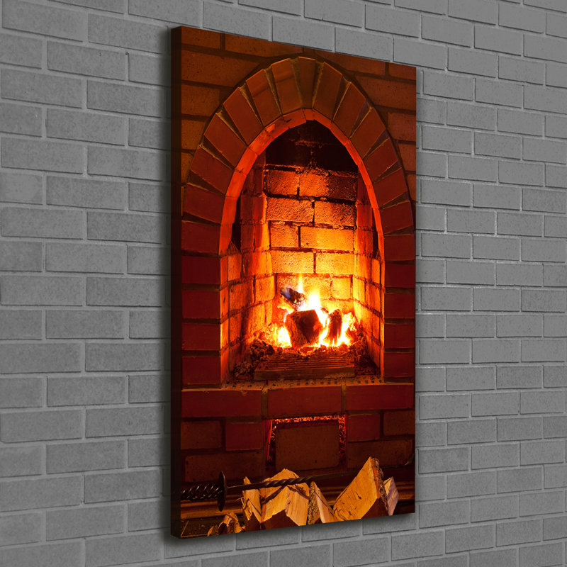 Fire In The Fireplace - Wrapped Canvas Print