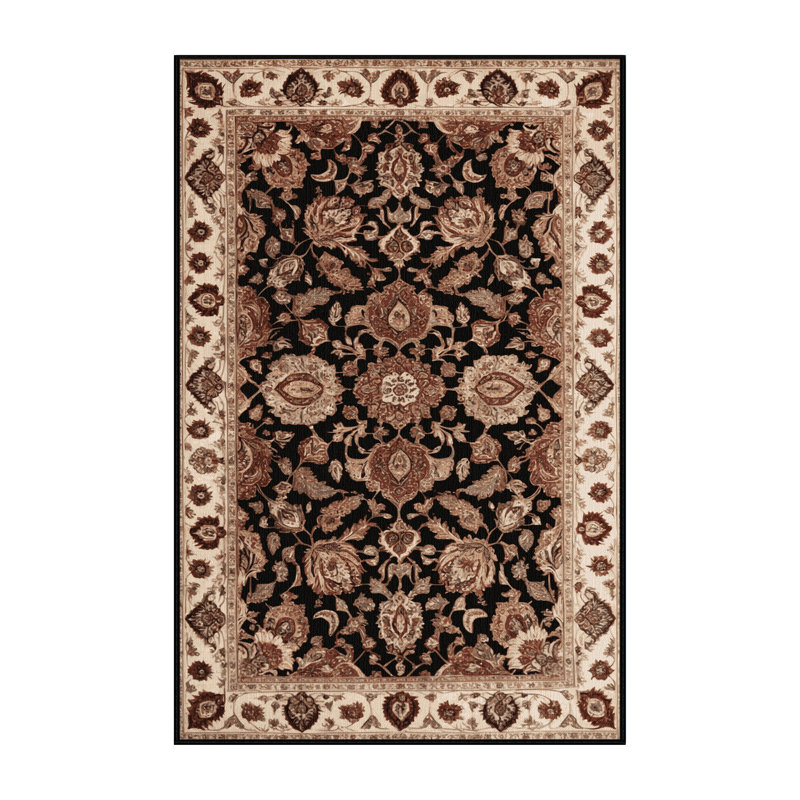 Machine Washable Persian Brown Area Rug, Rectangle 4' x 6'