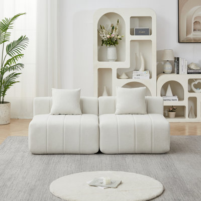 Chenille Sectional Sofa With 2 Pillows, Symmetrical Modular Design For Versatile And Comfortable Seating In Any Room
