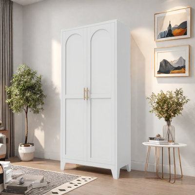 Multifunctional Metal Pantry With 2 Doors, 4 Adjustable Shelves And Golden Handles by Winston Porter
