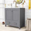 Meuble-lavabo autoportant simple avec lavabo en céramique et grand rangement Edmore-382339803