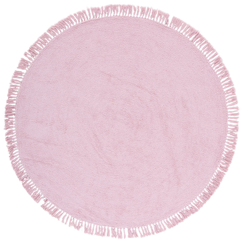 Cuahutemoc Handtufted Recycled Cotton Machine Washable Solid Color Rug, Round 5'