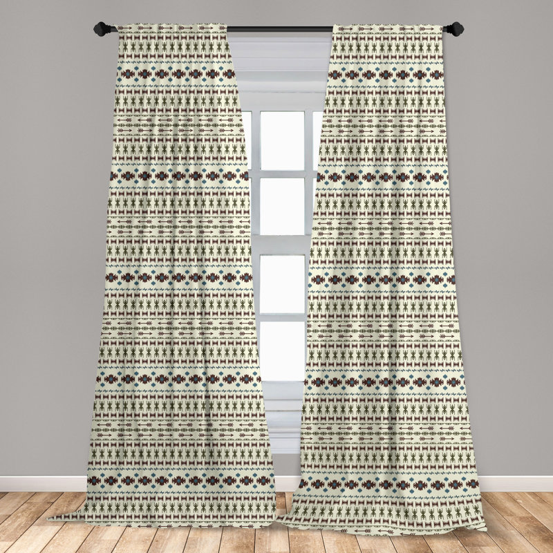 Tribal Geometric Semi-Sheer Rod Pocket Curtain Panels, 28" x 63"
