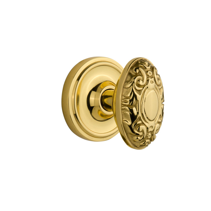 Rosette classique avec bouton de porte victorien, Laiton poli, 2,375 po