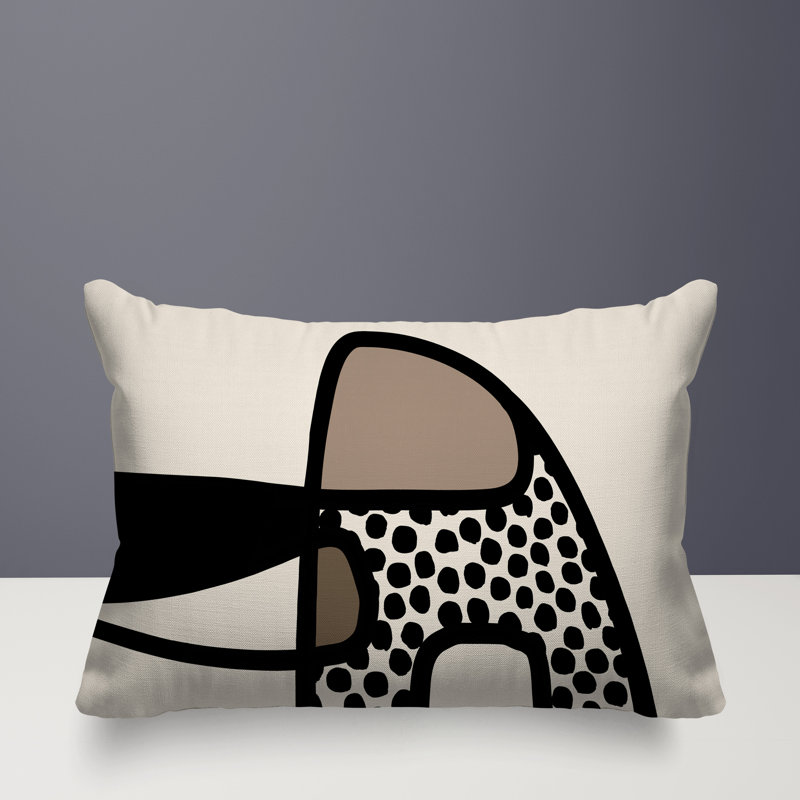 Coussin lombaire réversible intérieur / extérieur Jai Abstract, H 18 po x l 25 po, Beige
