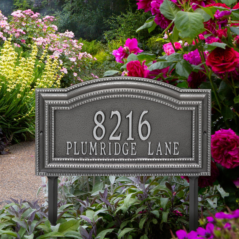 Signature Series 2-Line Lawn Address Sign, Gray, Smoke Gray, Yes