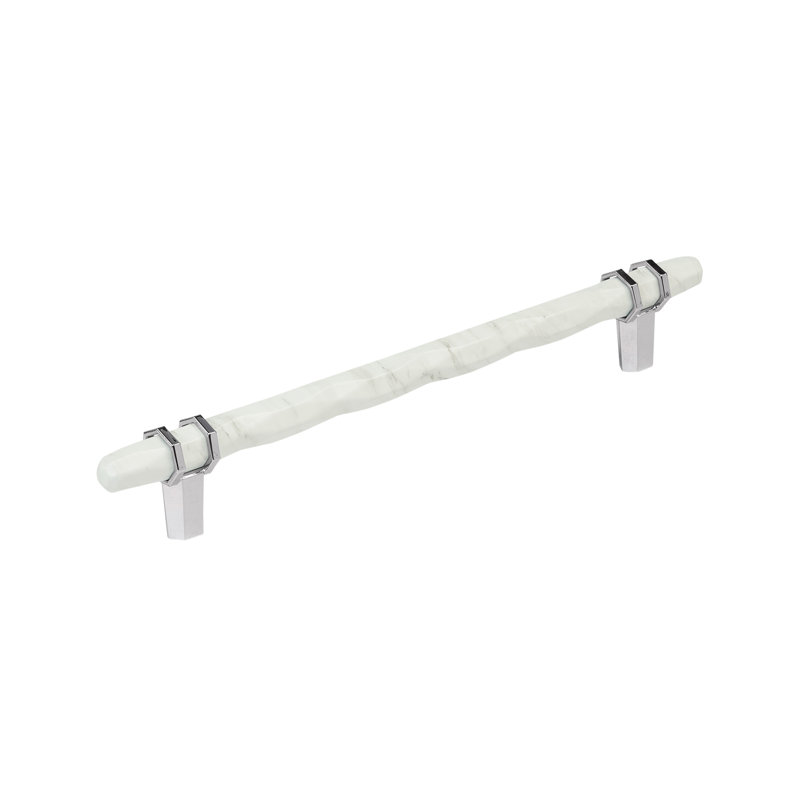 Poignée barre Carrione, Marbre blanc / chrome poli, 8"