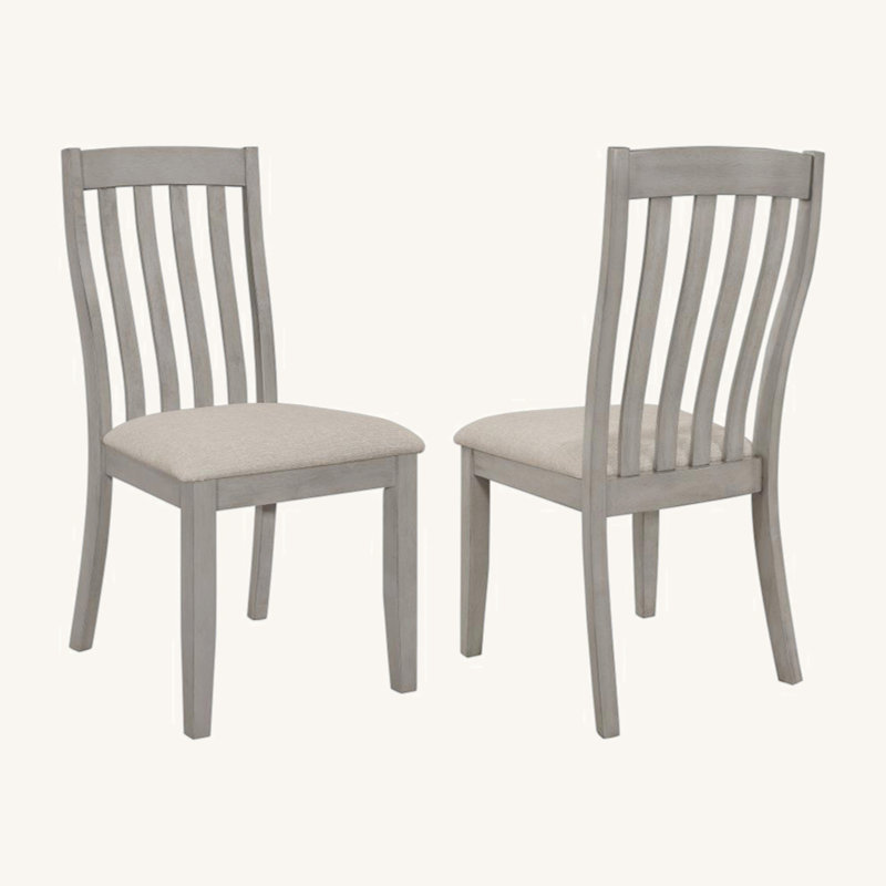 Ensemble de 2 chaises de salle à manger rembourrées brun clair, blanc cassé, Gris
