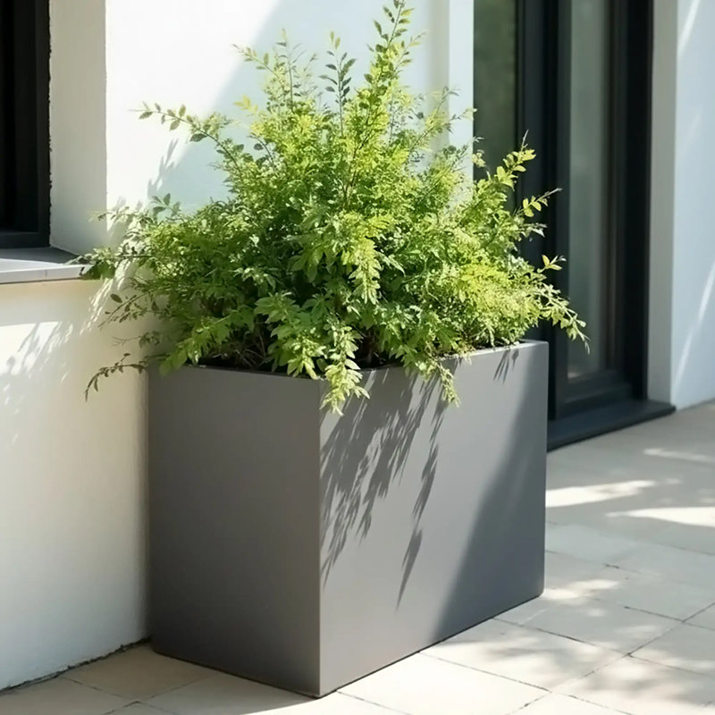 Frostproof, Concrete Effect Garden Planter Pot with Drainage Holes, Grey, 50.5cm H x 60cm W x 30cm D