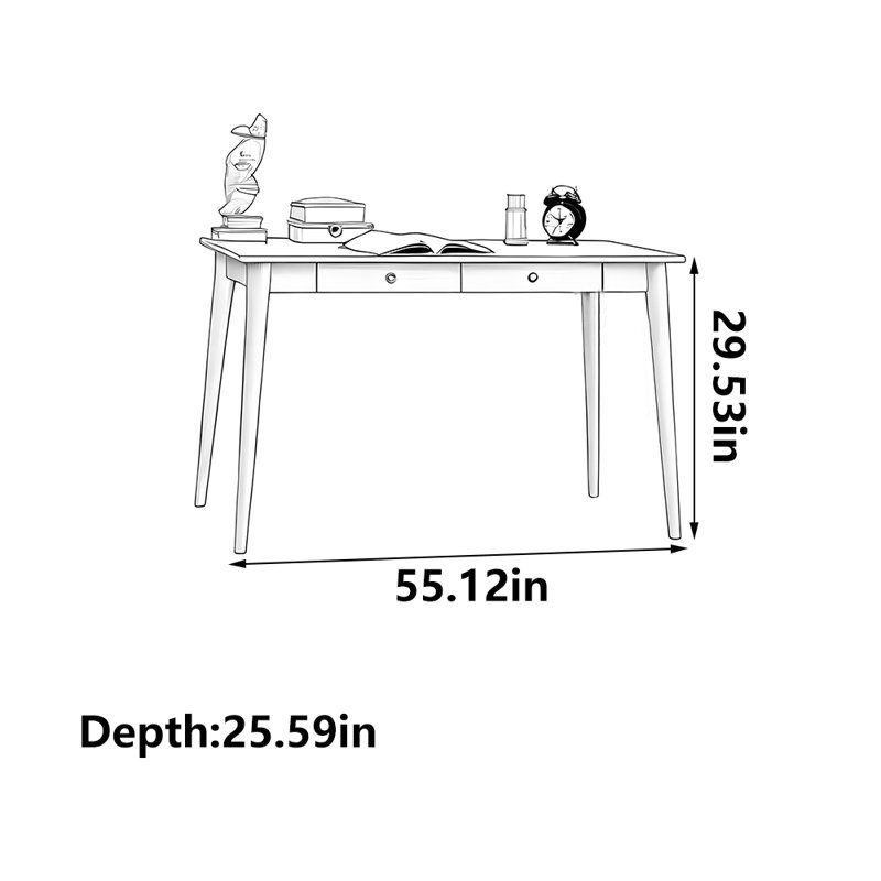 Solid wood beautiful desk, 29.53" H x 55.12" W x 25.59" D 