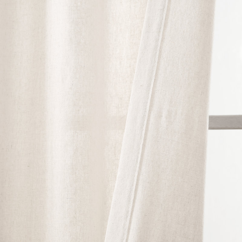Cotton Blend Sheer Curtain Pair, Gray/Off White