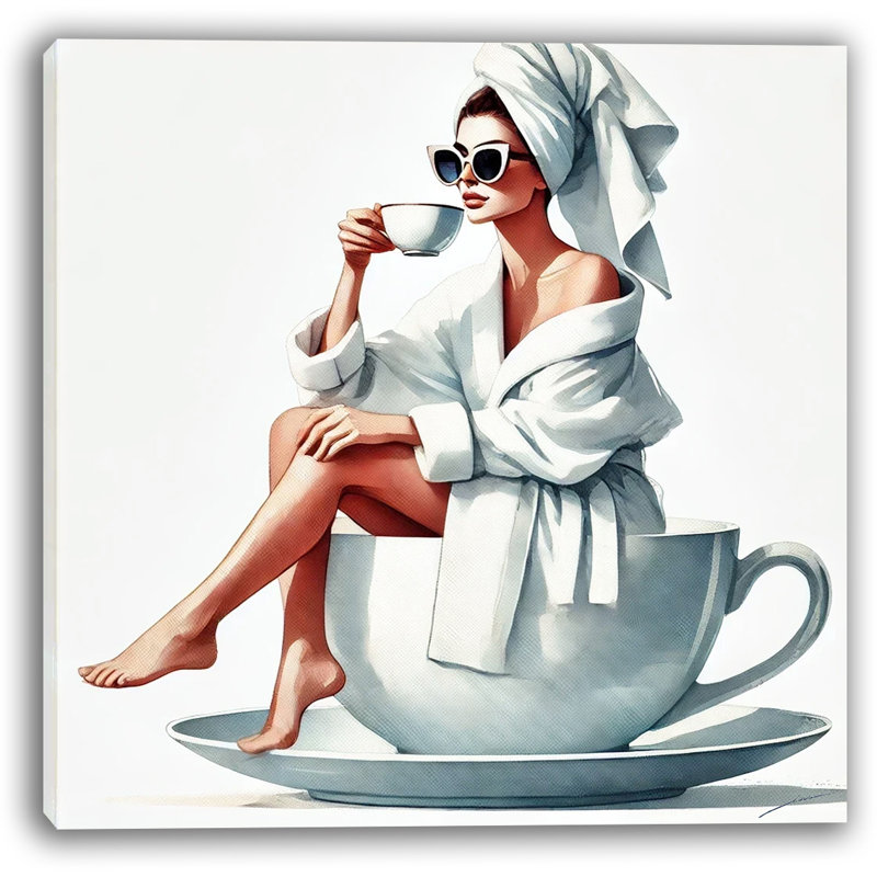 «Coffee Time Elegance», art mural sur toile tendue, H 30 po x l 30 po x P 1,5 po