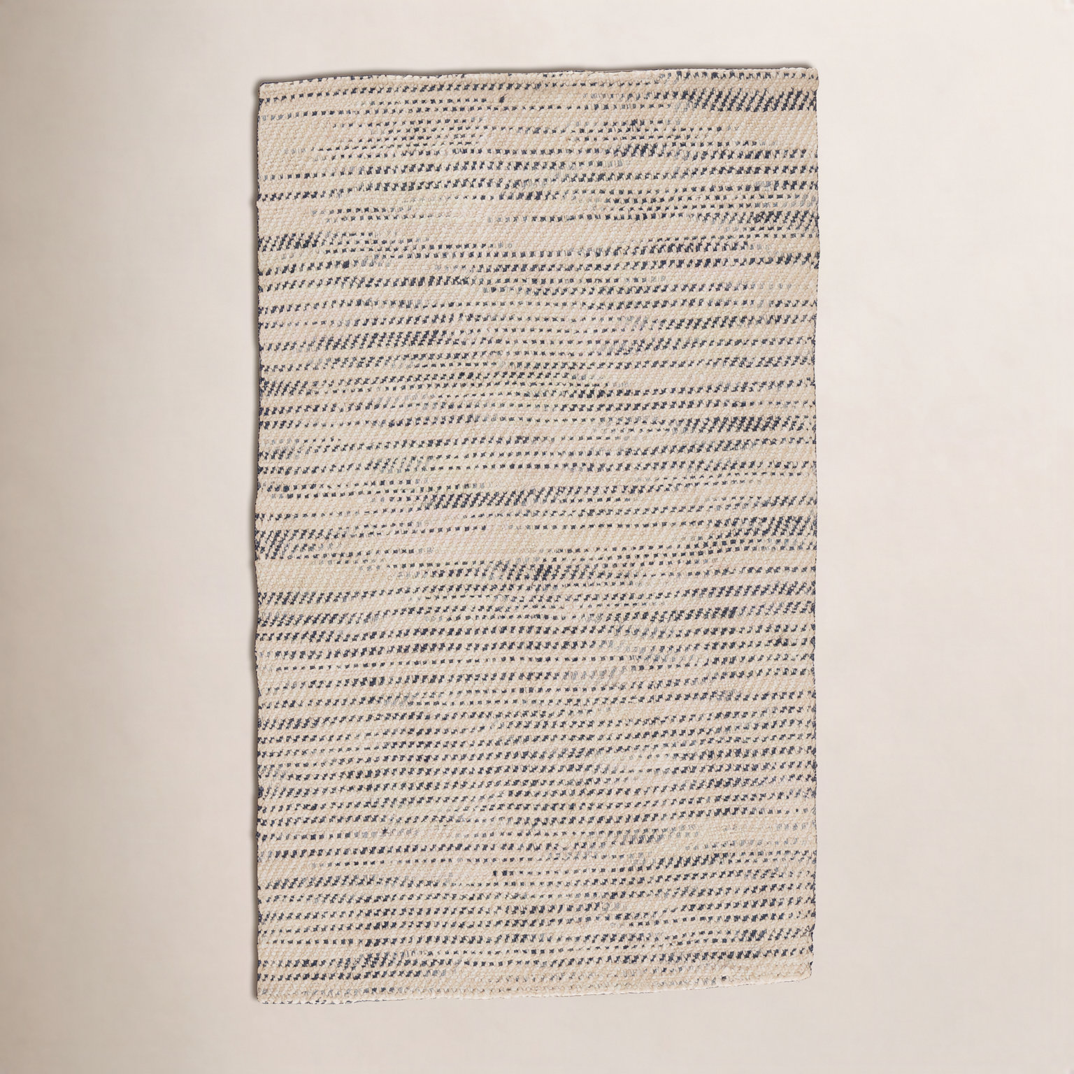 Owen White Black Hand-Woven Striped Jute Rug, Rectangle 4' x 6'