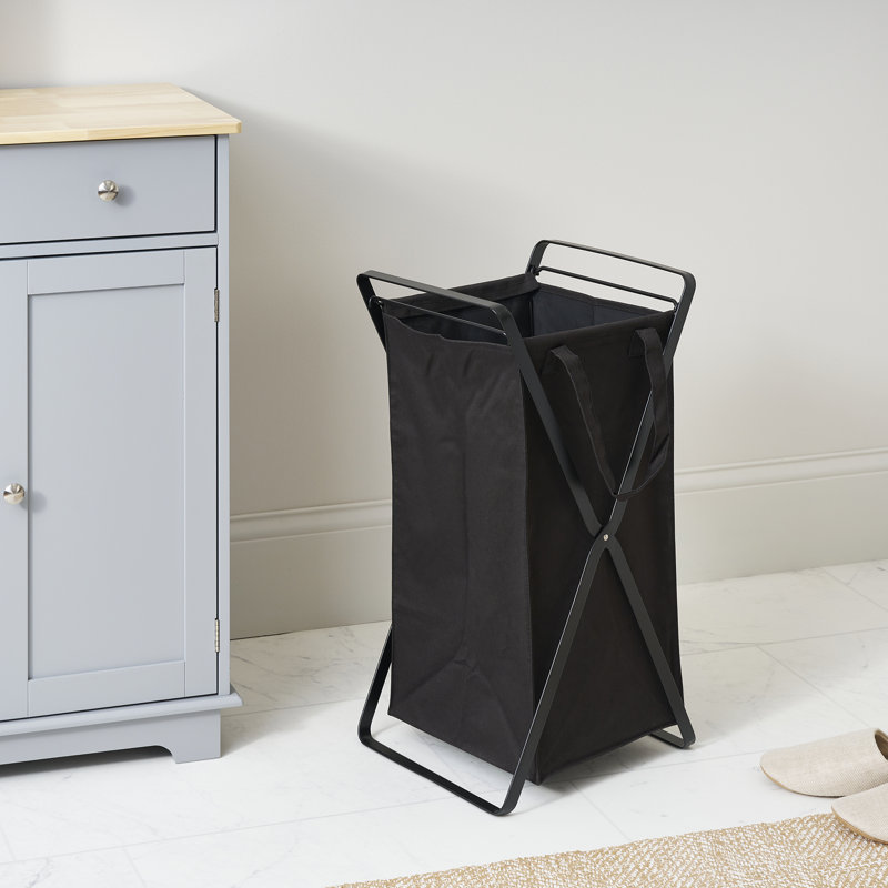 Metal Laundry Hamper, Medium (25.2" x 11.8" x 14"), Black