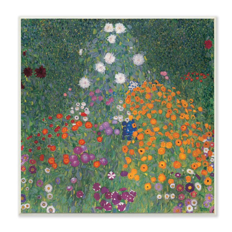 «Flower Field» par Gustav Kilimt - reproduction d'art, H 12 po x l 12 po, Plaque murale