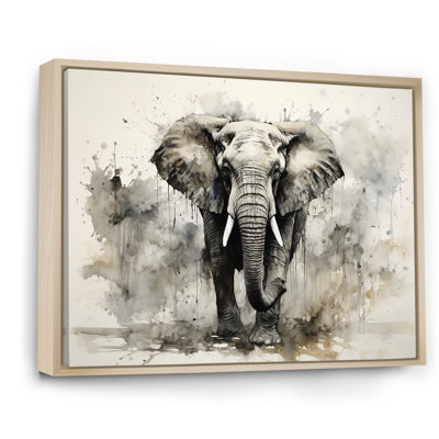Elegant Elephant In Motion - Elephant Framed Canvas Print