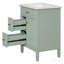 Meuble-lavabo de 24 pouces avec lavabo, armoire en bois massif et panneau de fibres à densité moyenne avec un tiroir rabattable, deux tiroirs standard et une tablette réglable, meuble-lavabo vert autoportant pour le rangement de la salle de bain