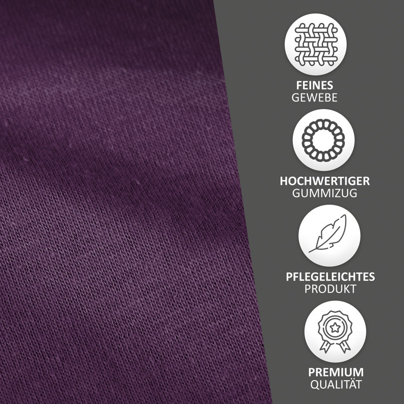 100% Cotton Jersey Knit Fitted Sheet, Purple, European Double (140 x 200cm)