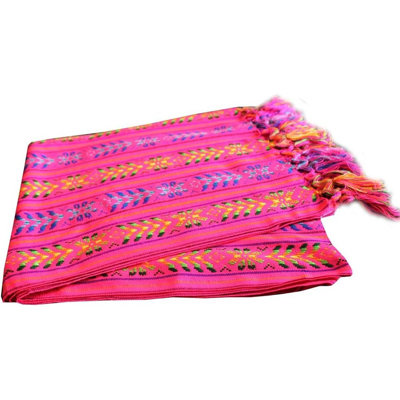 Écharpe de chemin de table tissée de style mexicain Rebozo (rose)