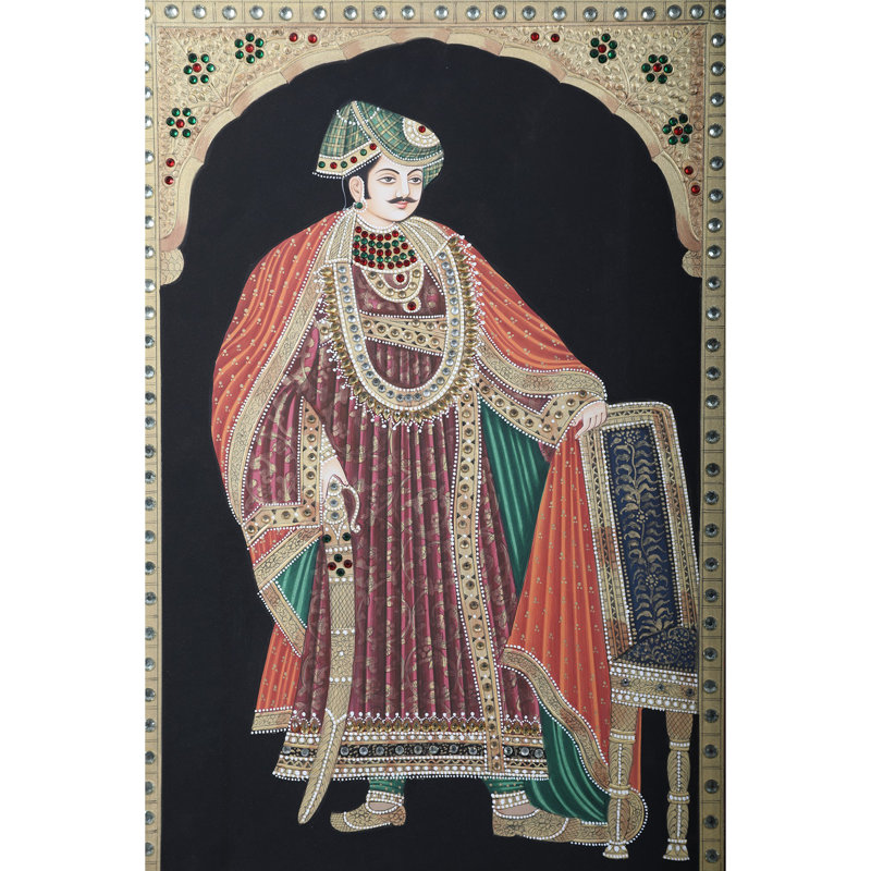 Rajput King And Queen - With Inlay Work - Set Of 2 | Stone On Base Paper | By Kailash Chandra