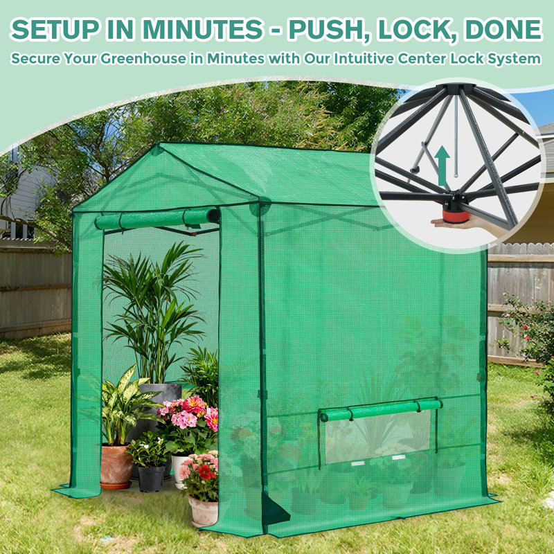 6x6 Walk-In Greenhouse, Outdoor Garden Portable Pop Up Greenhouse, 7.3' H x 6' W x 6' D