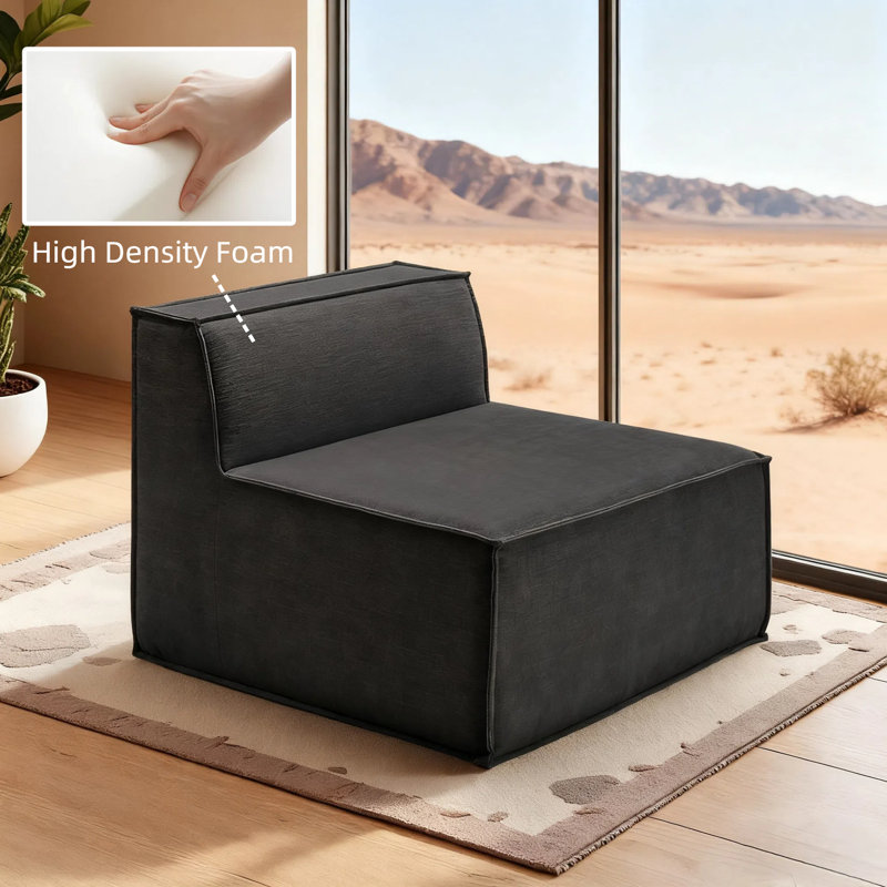 38" Luxury Armless Module Sofa Chair For Living Room, Comfy Cloud, No Assembly Required, Modern Modular Sofa With Deep Seat, Upholstered Plush Couches