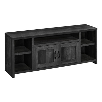 Meuble télé, console de 60 po, meuble multimédia, meuble de rangement, salon, chambre à coucher, stratifié noir, transitionnel