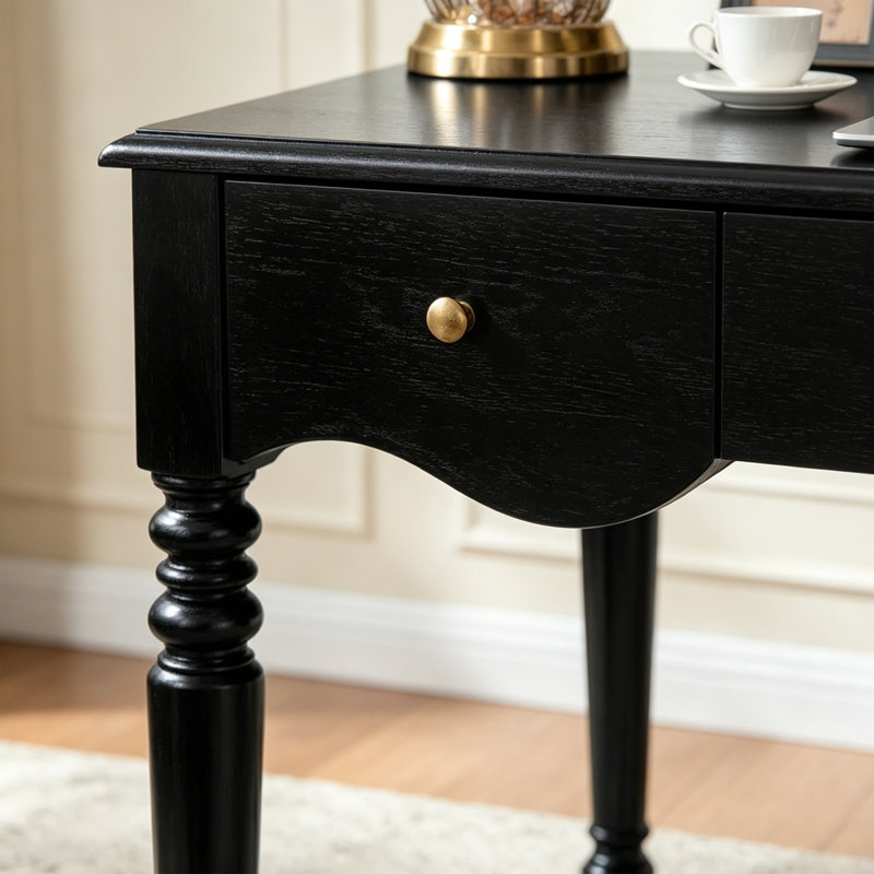 Bureau d'écriture Retro, H 30,7 po x l 55,11 po x P 23,62 po, Noir
