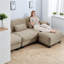 Canapé d'angle modulaire moderne 2 places, couleur camel chenille, avec pouf