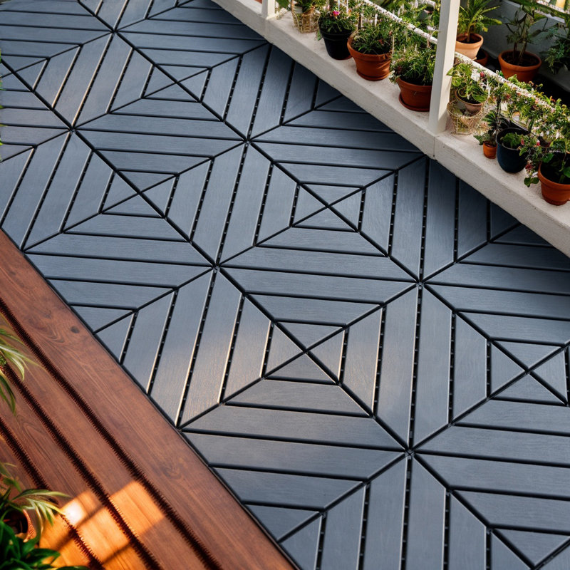 12'' L X 12'' W Plastic Interlocking Deck Tile (set Of 44), Grey