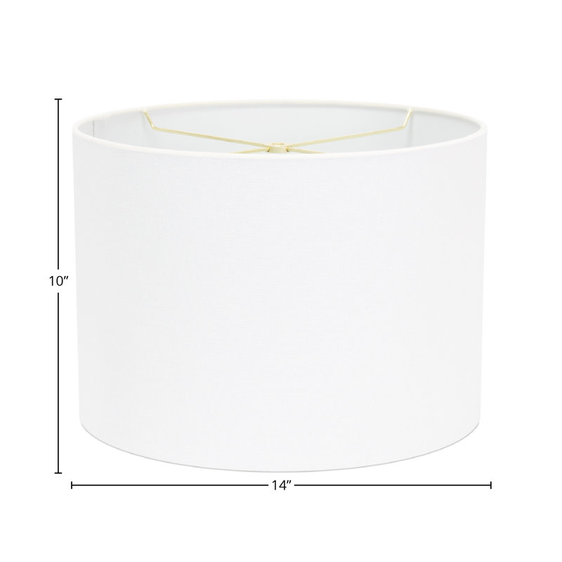 Drum Lamp Shade, White/Gold, 10" H x 14" W x 14" D