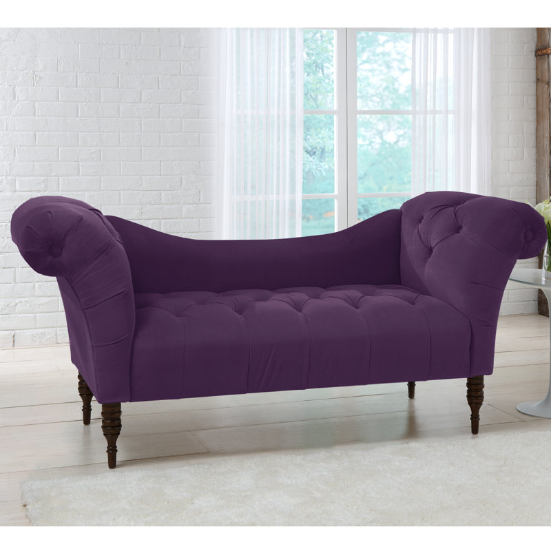 Méridienne rembourrée Kareem, Velours aubergine classique, Espresso