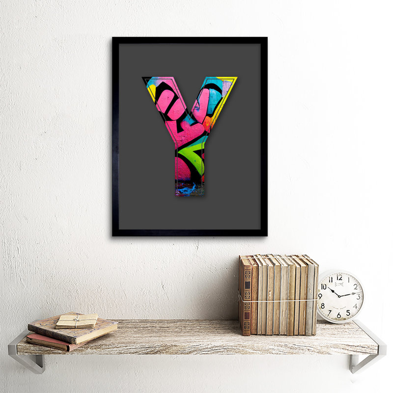 Letter Y Colourful Brick - Single Picture Frame Print