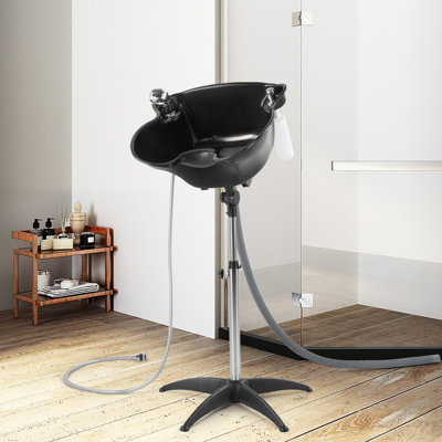 21'' L x 21'' W Black Portable Shampoo Sinks with Faucet