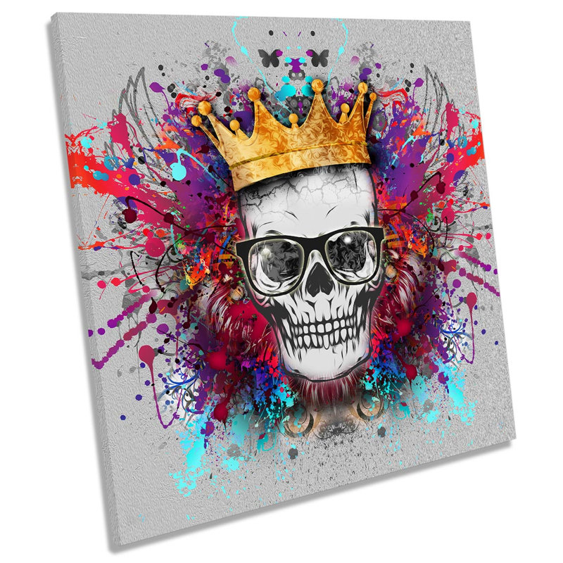 Skull Crown Explosion Picture - Wrapped Canvas Art Prints, 60cm H x 60cm W x 2cm D