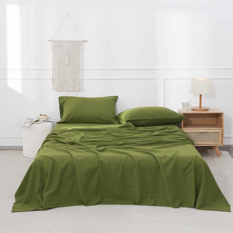 Linen Sheets Set, Queen Sheet Set with 2 Pillowcases, Green