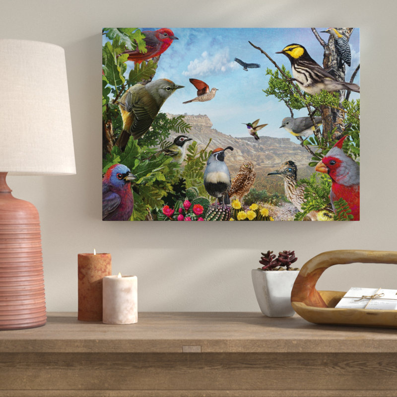 « texas oiseaux », impression sur toile tendue, H 18 po x l 24 po x P 2 po