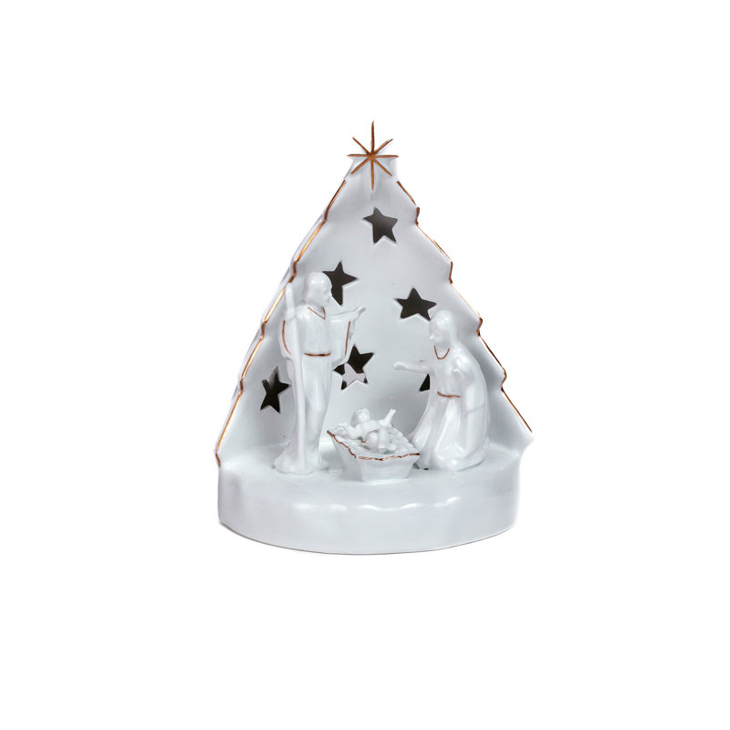 Crèche de Noël blanche illuminée