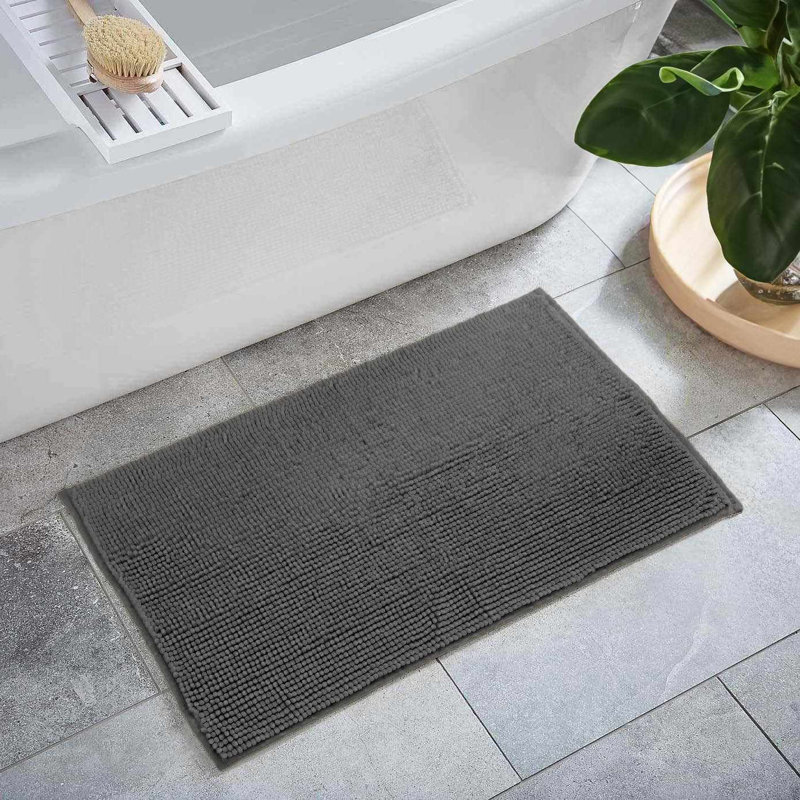 Tapis de bain en microfibre Efrin, Gris, L 20 po x L 32 po