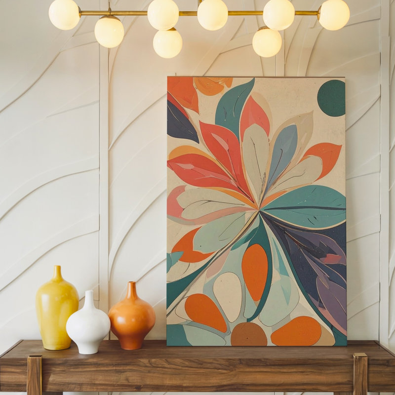 Motif géométrique audacieux à motif géométrique moderne et audacieux, art mural mural floral sur toile prêt à accrocher