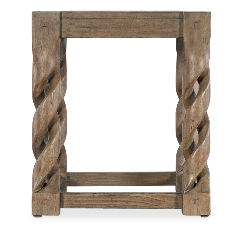 Rustic Brown Pine Veneer Rectangular End Table