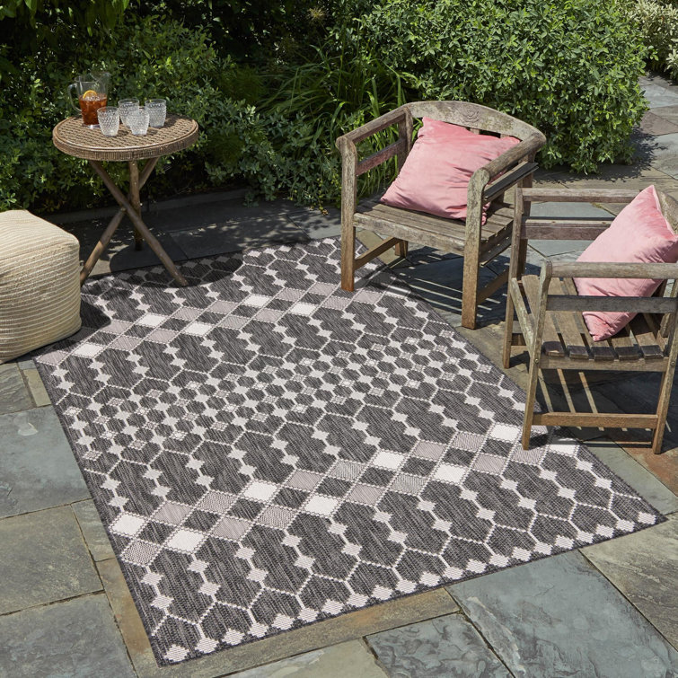 Charcoal Traliccio Indoor/Outdoor Trellis Rug