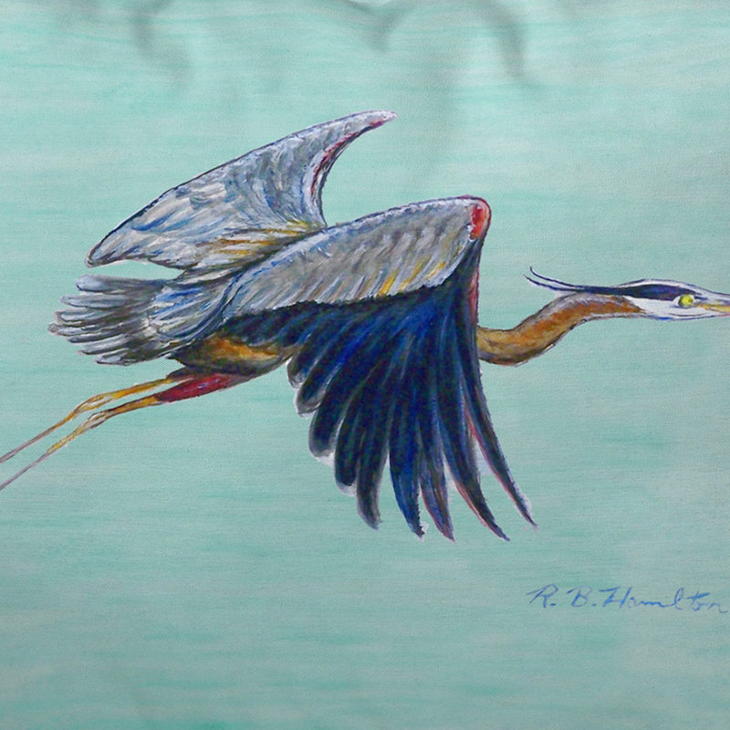 Flying Heron Outdoor Rectangular Pillow Cover & Insert