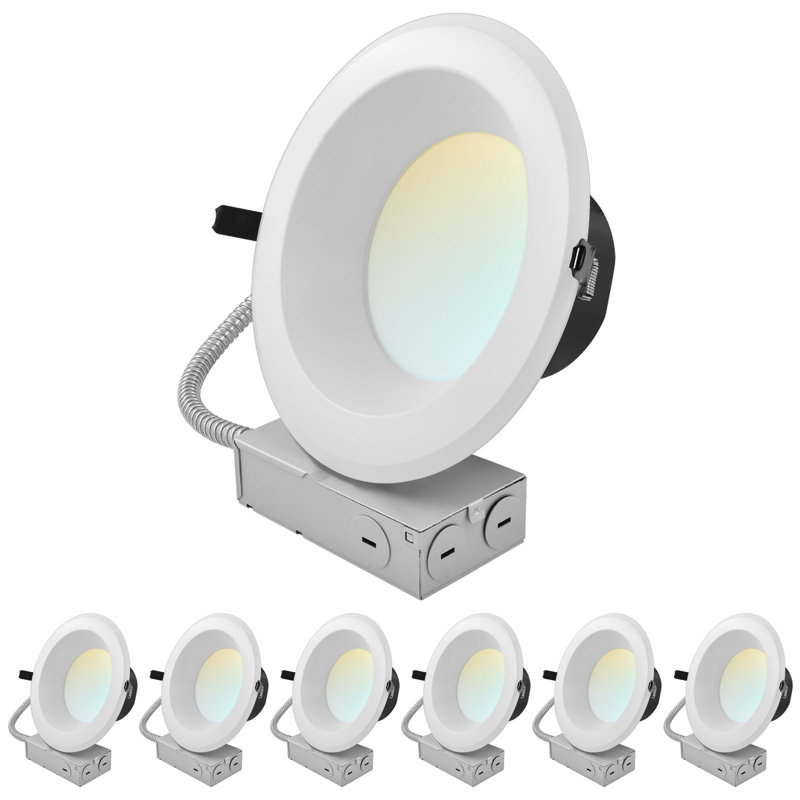Luminaire encastré à DEL commercial J-Box 5CCT 8 watts à intensité variable 16/24 / 30W à intensité variable 120/2700/3500 lumens 120-277V pour 6 pièces LUXRITE